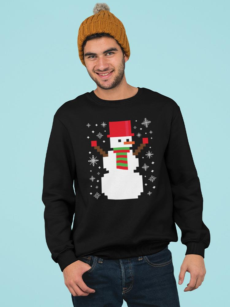 Pixeled Snowman Men's Sweatshirt