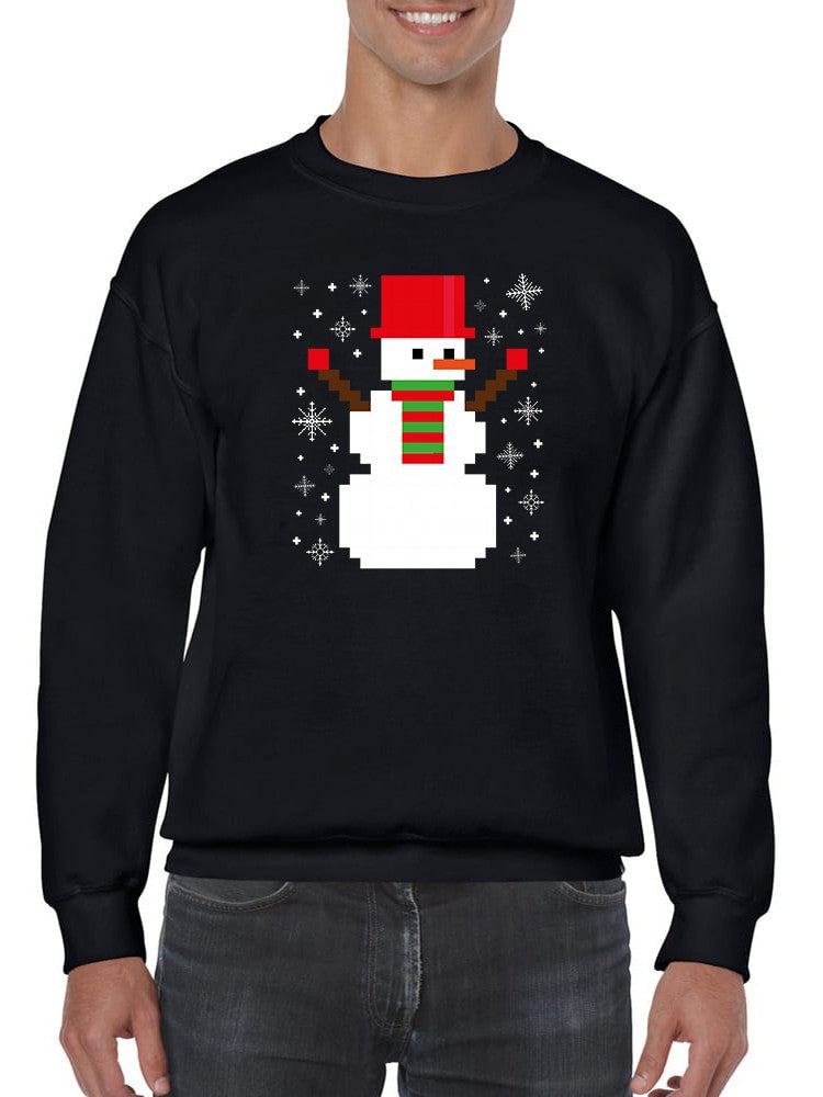 Pixeled Snowman Men's Sweatshirt