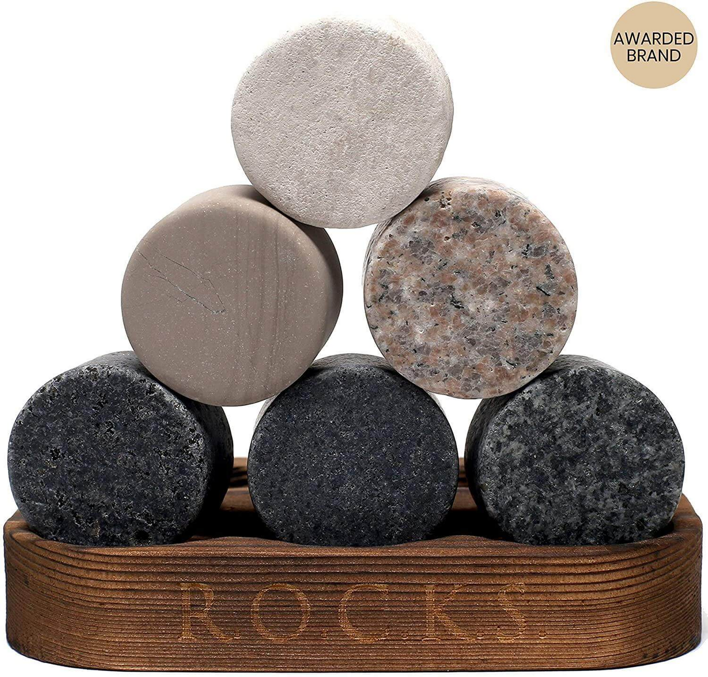 R.O.C.K.S Whiskey Chilling Stones Gift Set With 2 Twist Crystal Glasses