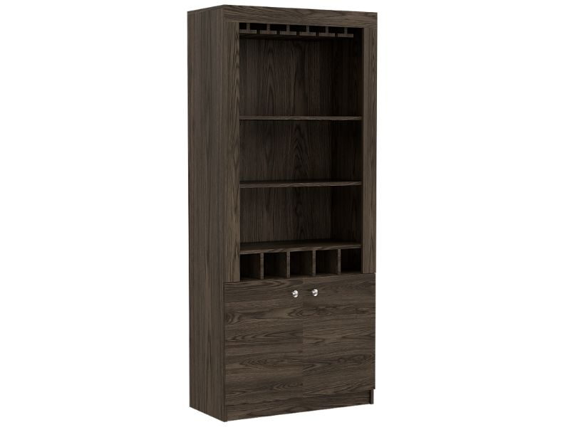 Dakota Bar Double Door Cabinet, Five Wine Cubbies, Three Shelves