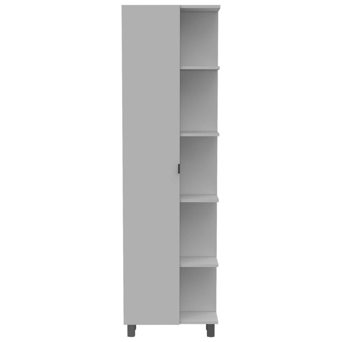 Venus Corner Linen Single Door Cabinet, Five External Shelves, Four Interior Shelves