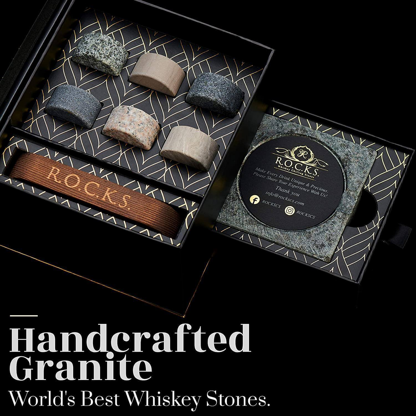 Whiskey Stones Gift Set with Cigar Cutter & Cigar Ashtray