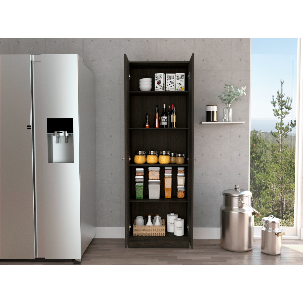 Storage Cabinet Pipestone, Five Shelves, Carbon Espresso / Black Wengue Finish