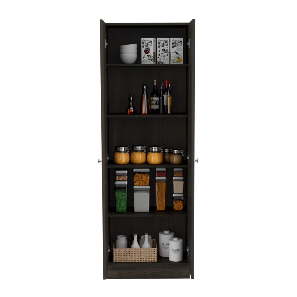 Storage Cabinet Pipestone, Five Shelves, Carbon Espresso / Black Wengue Finish
