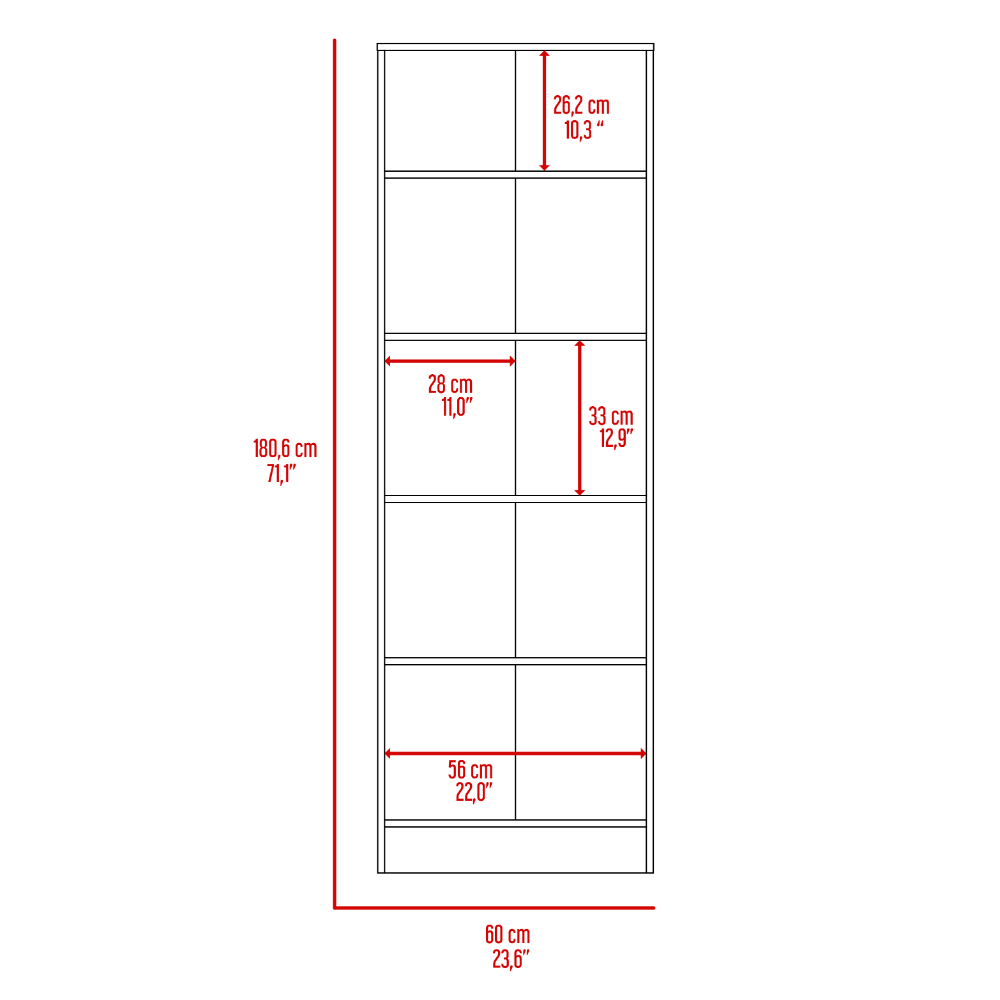 Storage Cabinet Pipestone, Five Shelves, Carbon Espresso / Black Wengue Finish