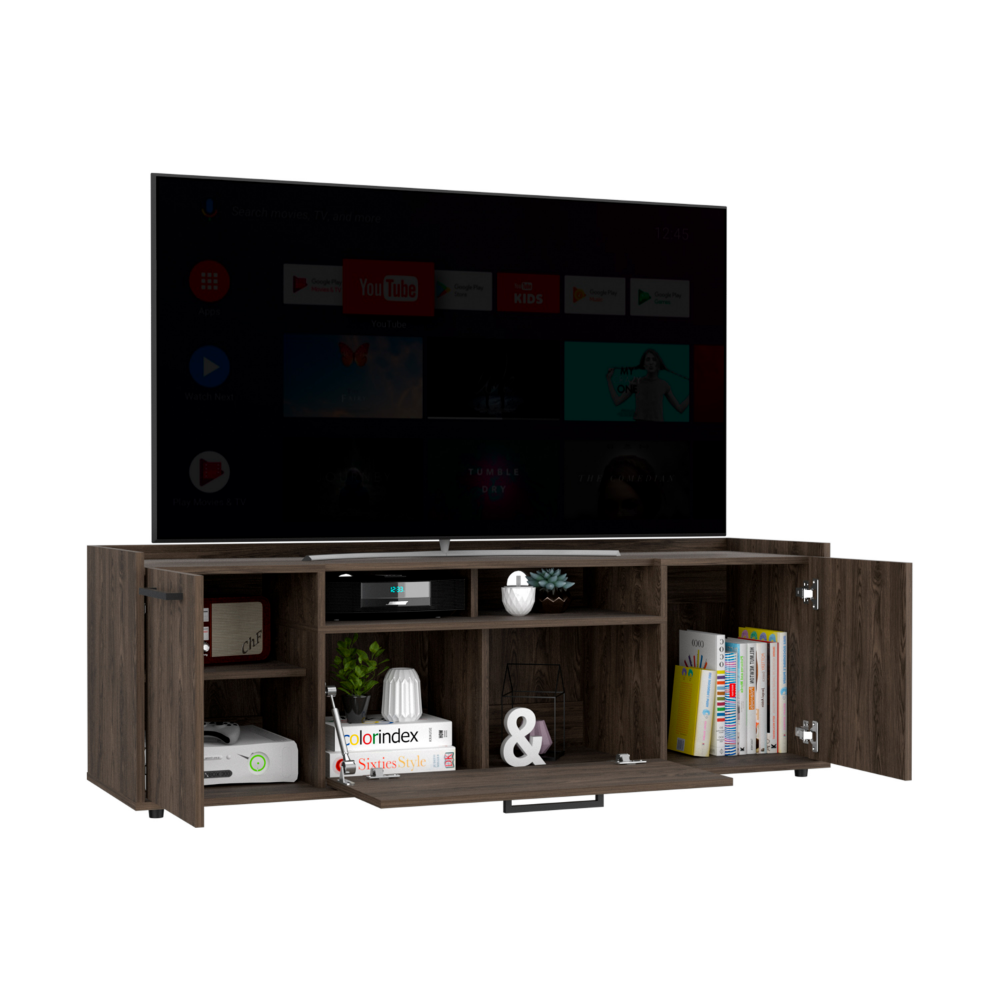 Tv Stand for TV´s up 55" Dext, One Cabinet, Double Door, Dark Walnut Finish