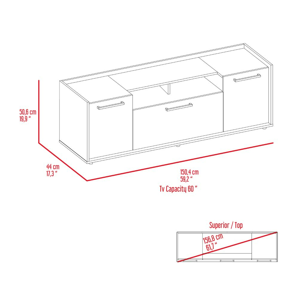 Tv Stand for TV´s up 55" Dext, One Cabinet, Double Door, Dark Walnut Finish