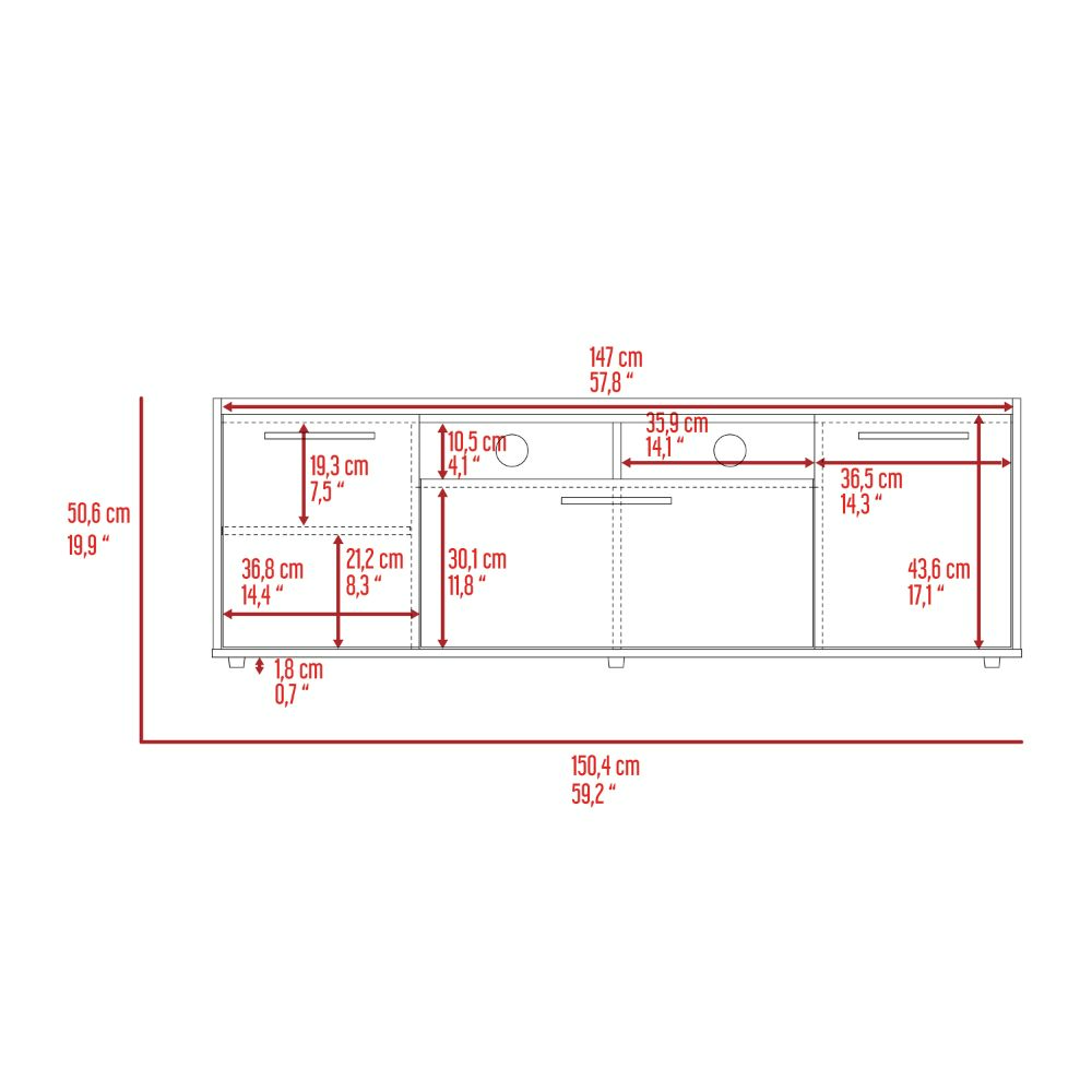 Tv Stand for TV´s up 55" Dext, One Cabinet, Double Door, Dark Walnut Finish