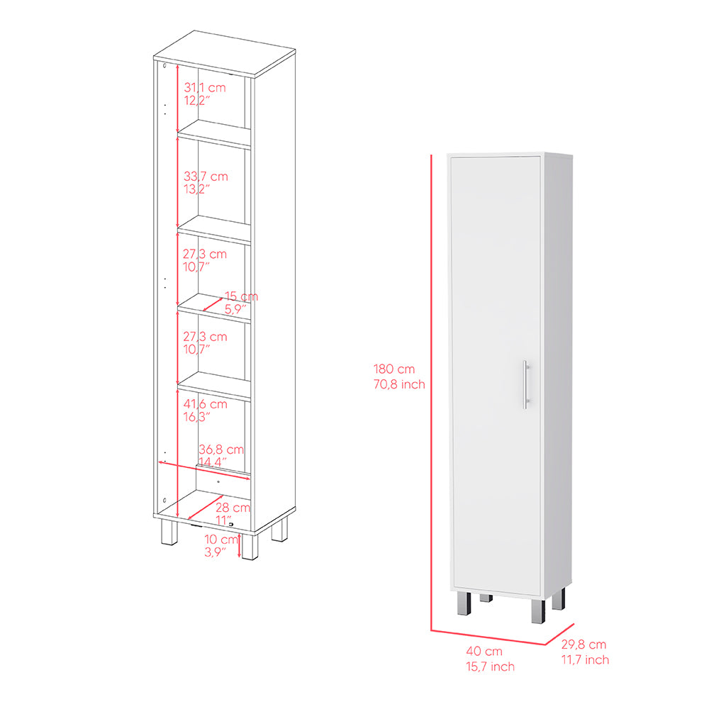 Storage Cabinet Buccan, Five Shelves, White Finish