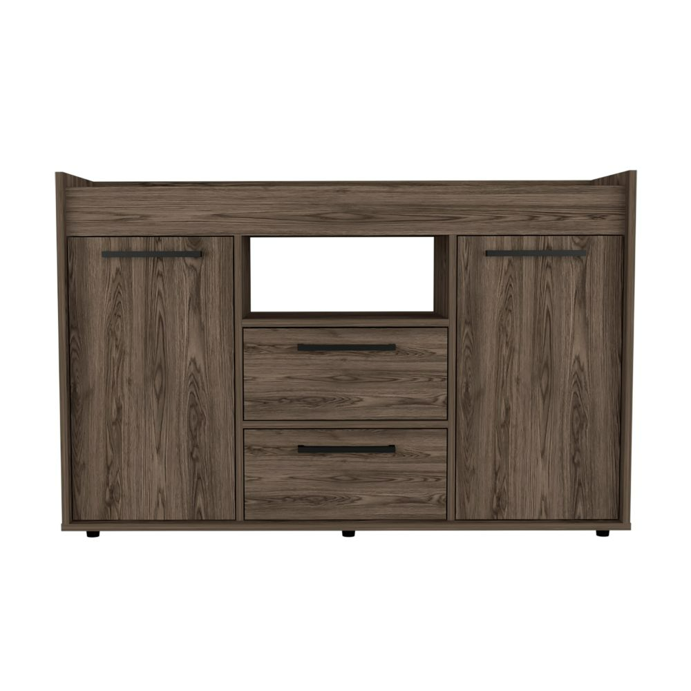 Sideboard Perssiu, Two Drawers, Double Door Cabinets, Dark Walnut Finish