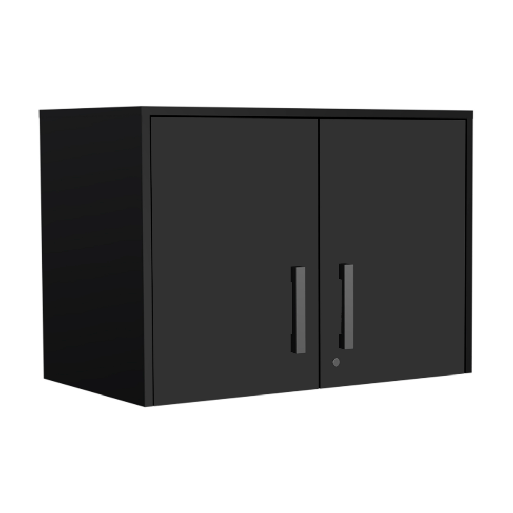 Wall Storage Cabinet Lions, 3 Shelves, Double Door, Black Wengue Finish