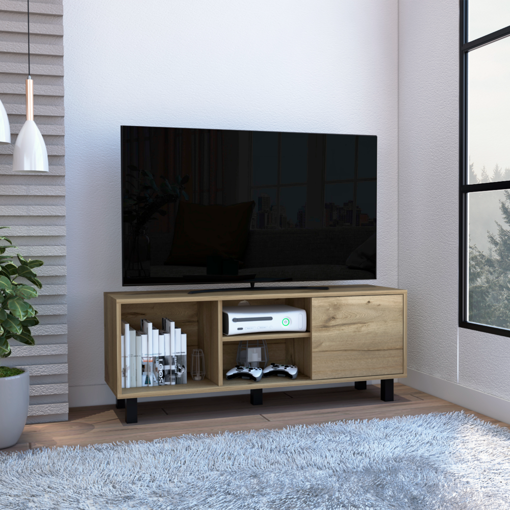 Tv Stand for TV´s up 43" Three Open Shelves Fredericia, One Cabinet, Light Oak Finish