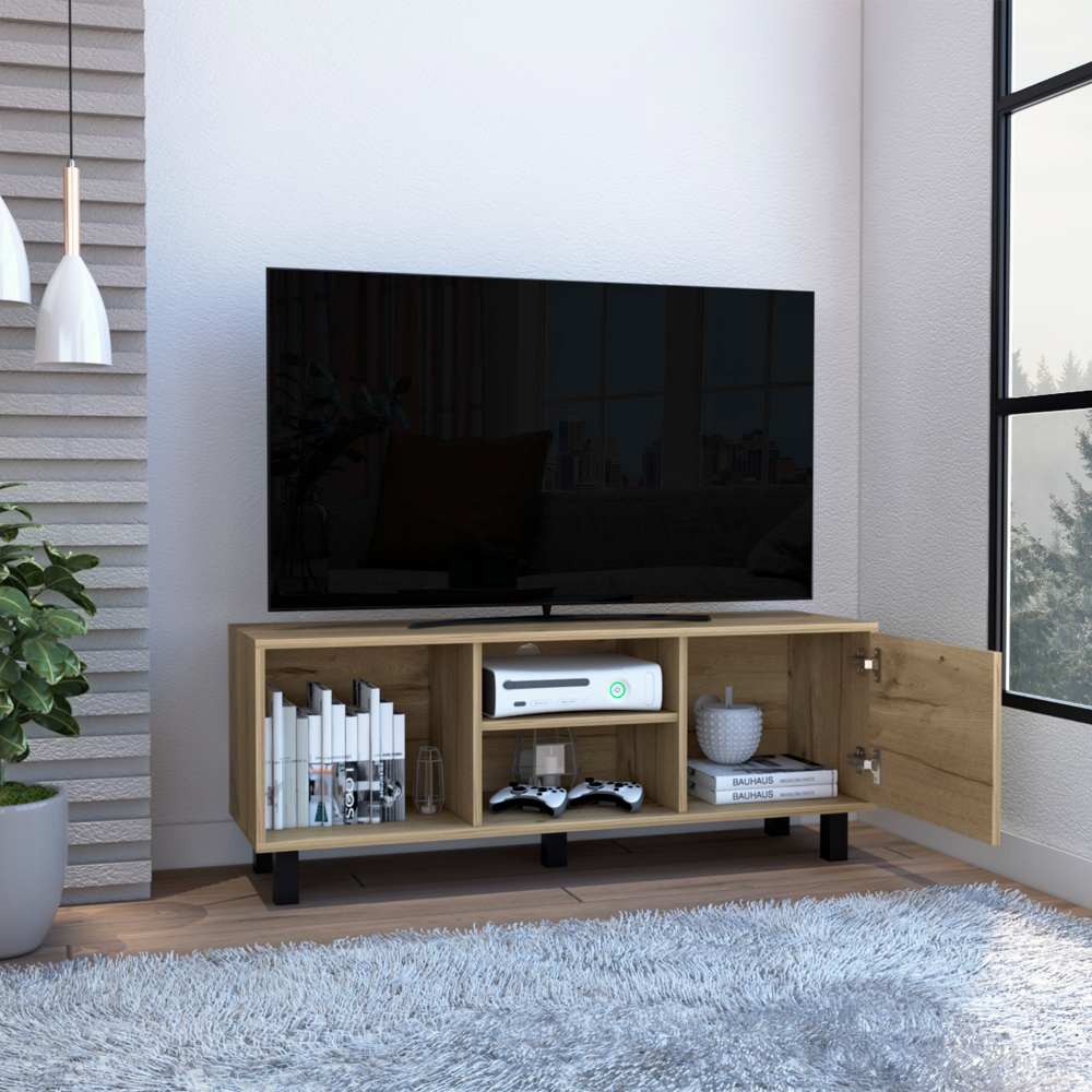 Tv Stand for TV´s up 43" Three Open Shelves Fredericia, One Cabinet, Light Oak Finish