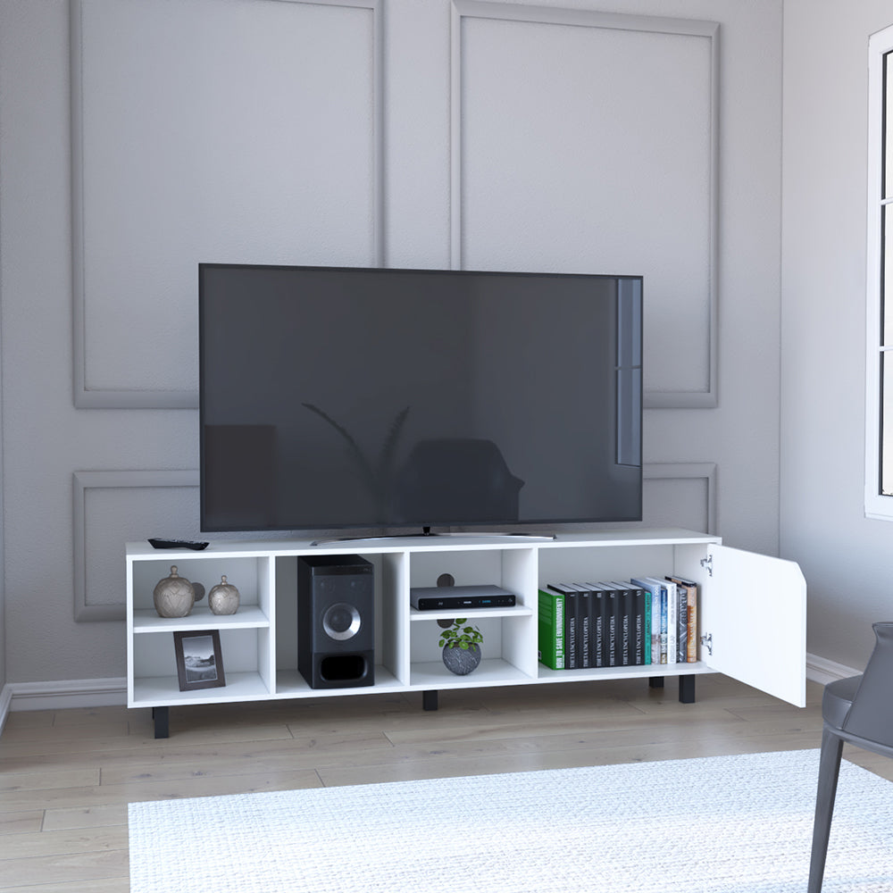 TV Stand for TV´s up 70" Estocolmo, Four Open Shelves, White Finish