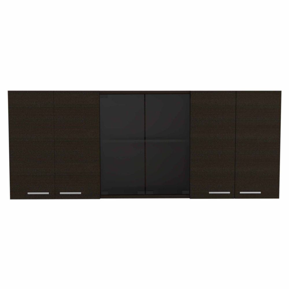 Superior Wall Cabinet Peoria, Four Interior Shelves, Black Wengue Finish