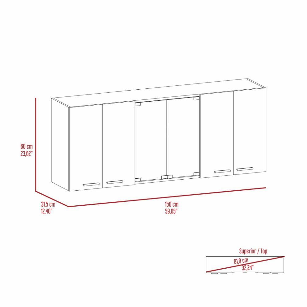 Superior Wall Cabinet Peoria, Four Interior Shelves, Black Wengue Finish