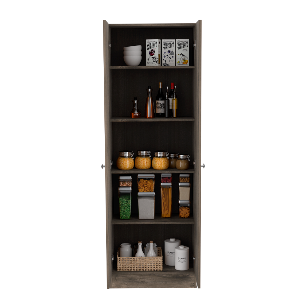 Storage Cabinet Pipestone, Five Shelves, Dark Brown / Black Wengue Finish