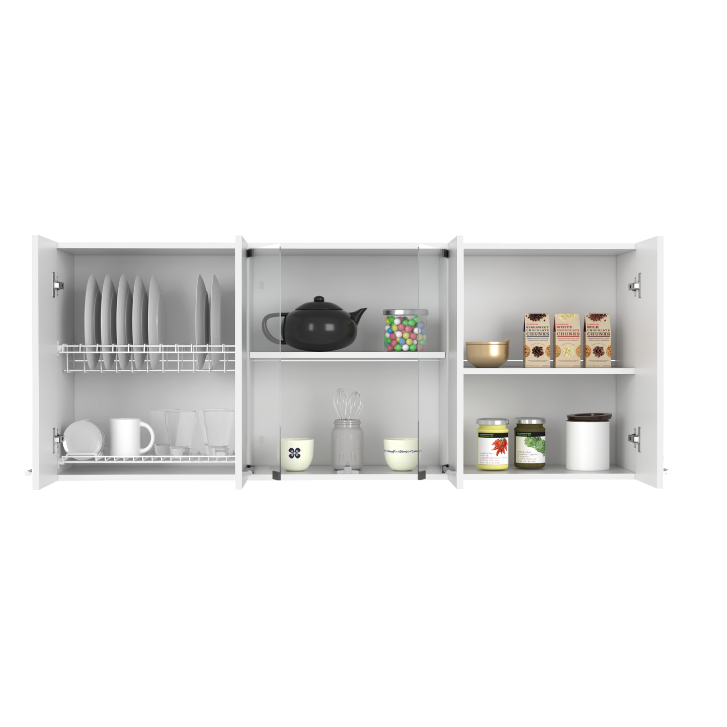 Superior Wall Cabinet Peoria, Four Interior Shelves, White Finish