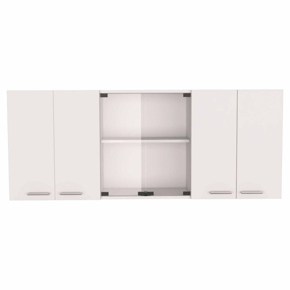 Superior Wall Cabinet Peoria, Four Interior Shelves, White Finish