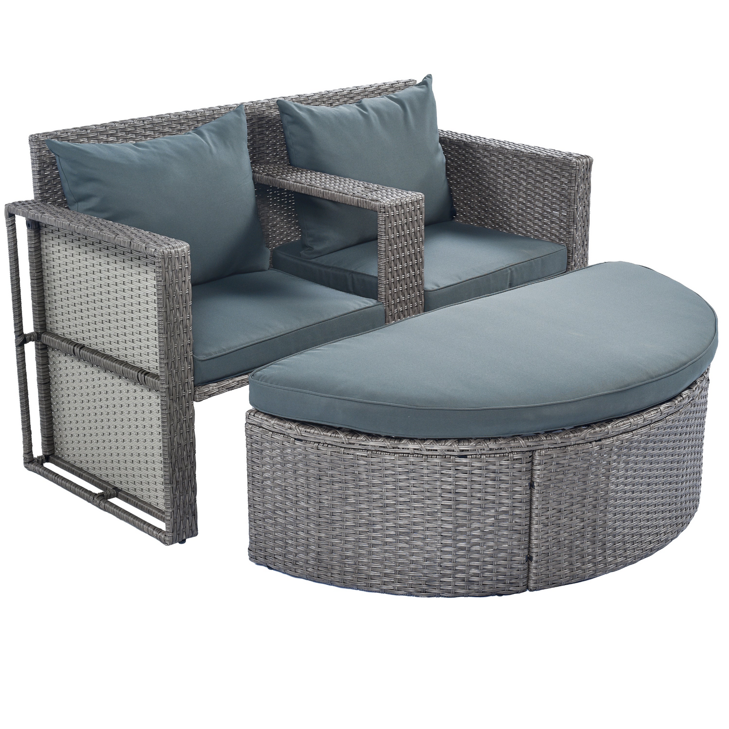 TOPMAX All-Weather PE Wicker Rattan Sofa Set with Side Table for Umbrella