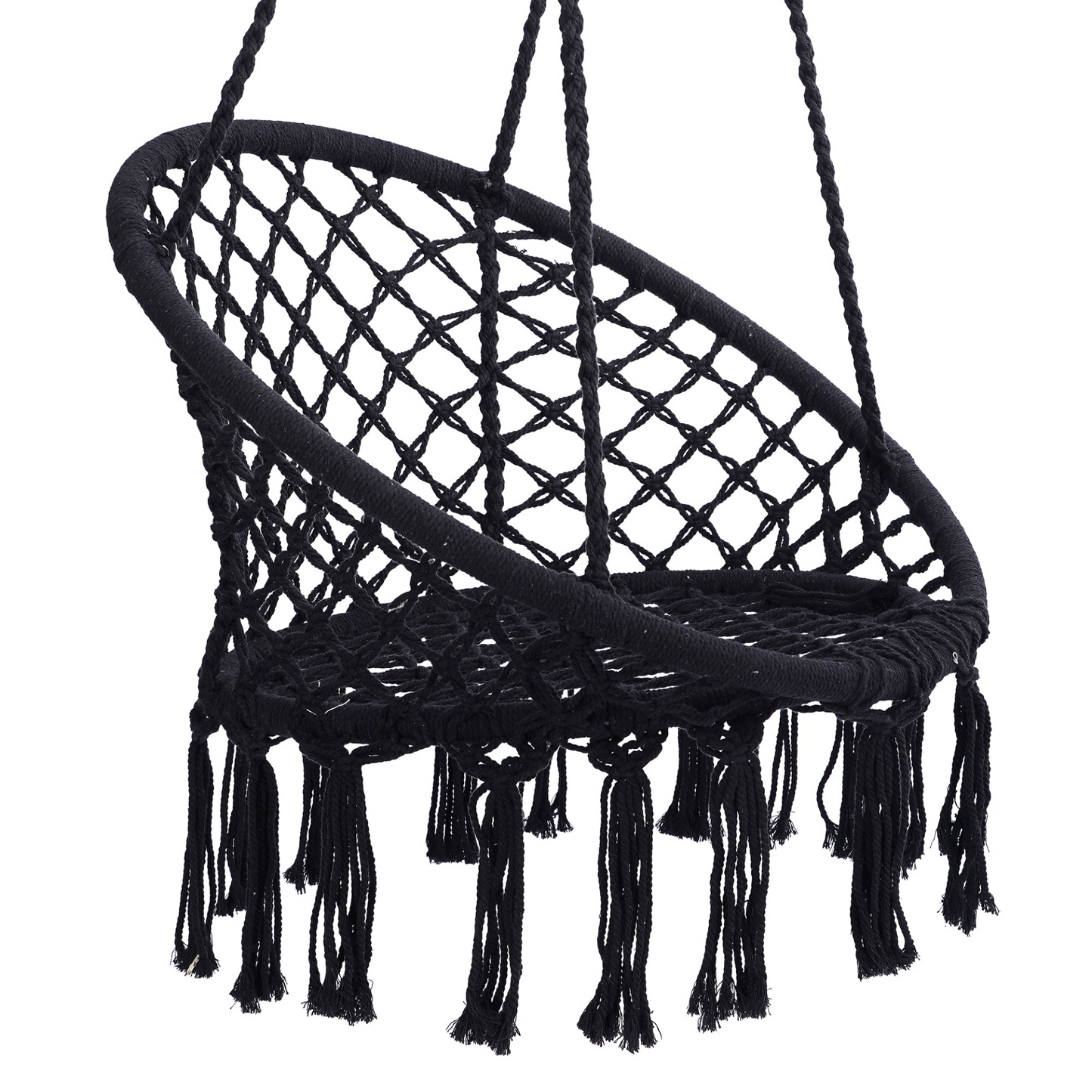 TOPMAX Black Macrame Swing Hammock Chair (Max 330 lbs)