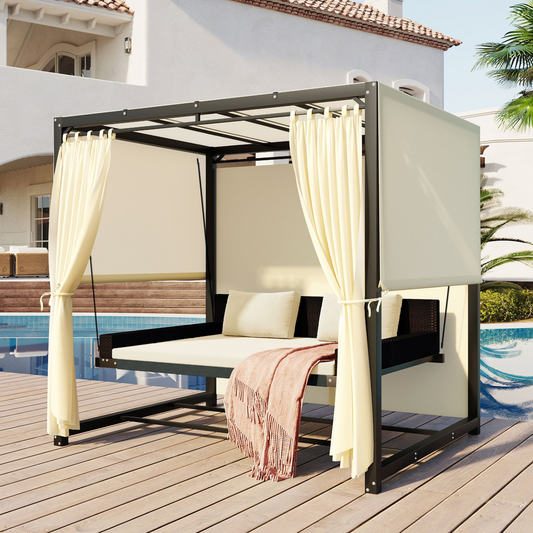 Style Outdoor Swing Bed for 2-3 People