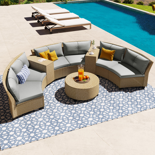 Style 6-Person Rattan Suit Combination for Garden