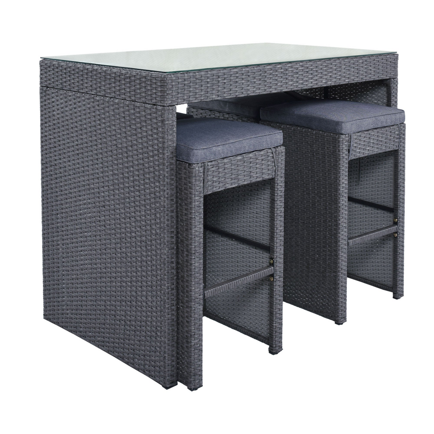 TOPMAX 5-Piece Rattan Patio Furniture Set with Bar Dining Table (Gray)