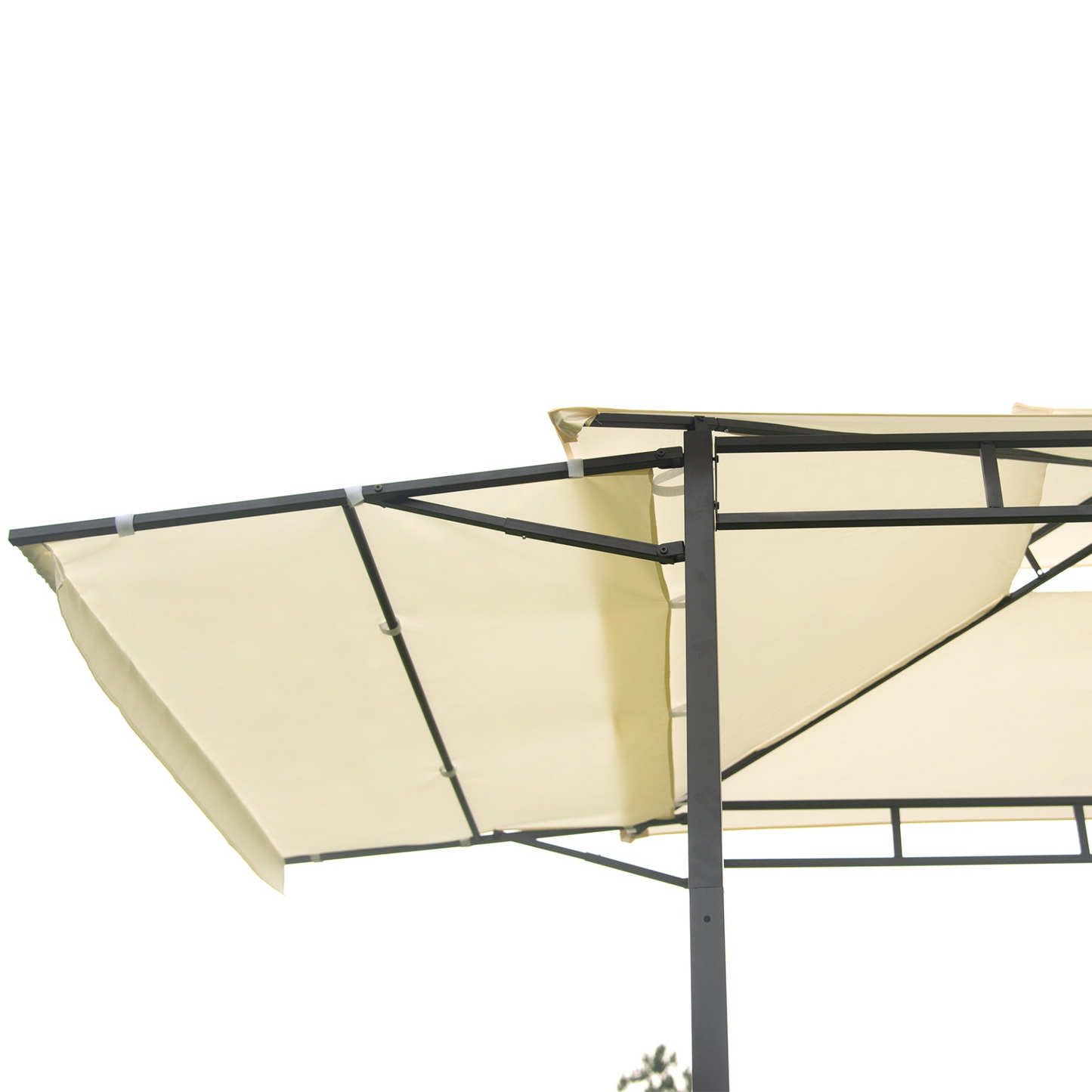 TOPMAX 12x4.3Ft Iron BBQ Grill Gazebo with Bar Counters (Beige)