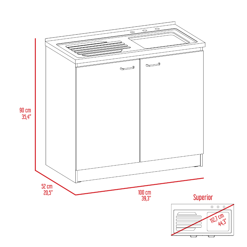 Utility Sink Vernal, Double Door, White / Smokey Oak Finish