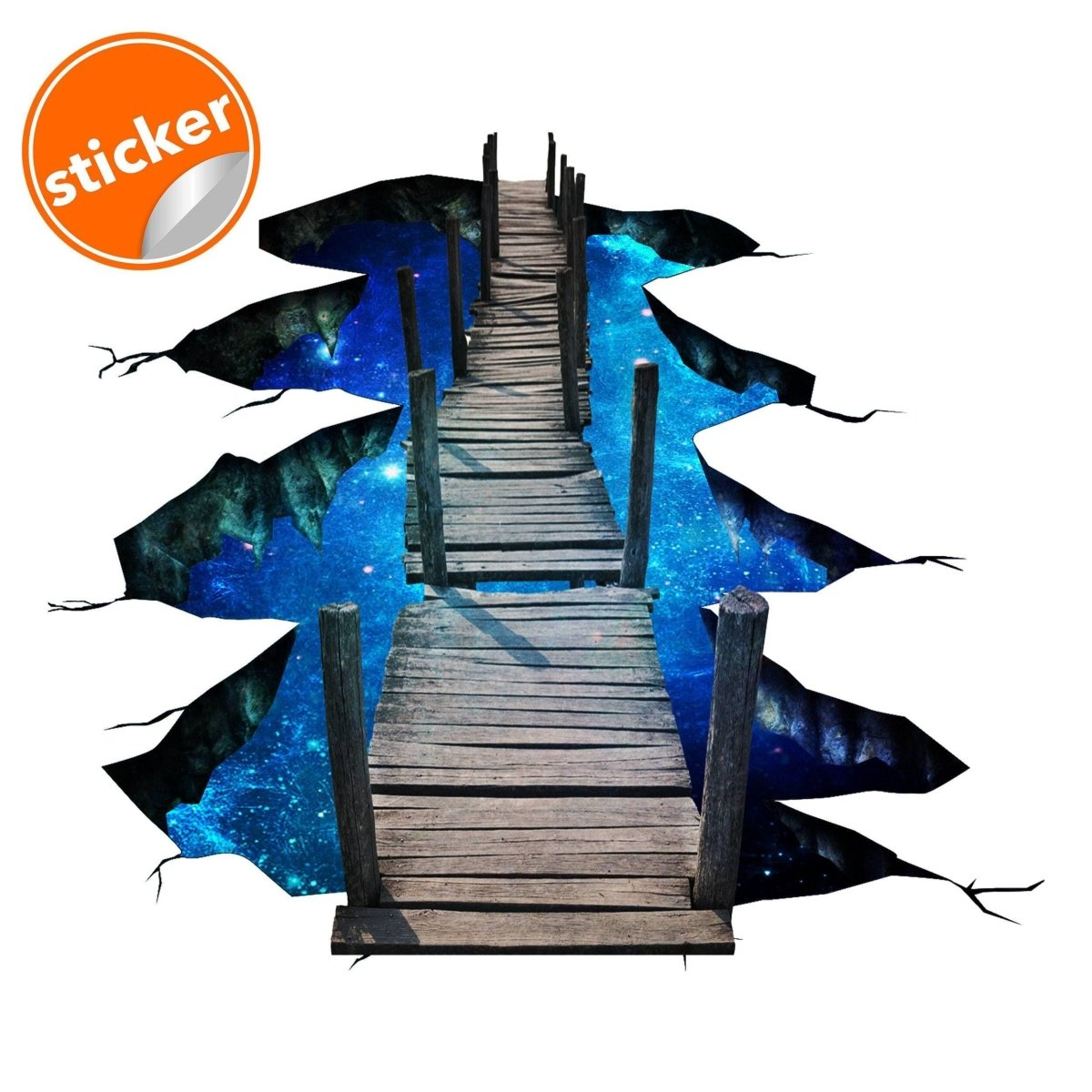 Bridge to Galaxy Floor Decal - 3D Galactic Space-Themed Vinyl Wall Sticker