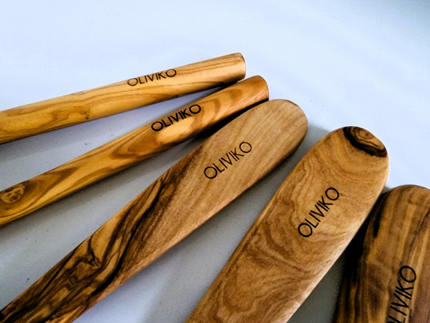 Handmade Olive Wood Utensils Kit of 5 Utensils 2 Spatula + 3 Spoon 100% Olive Wood
