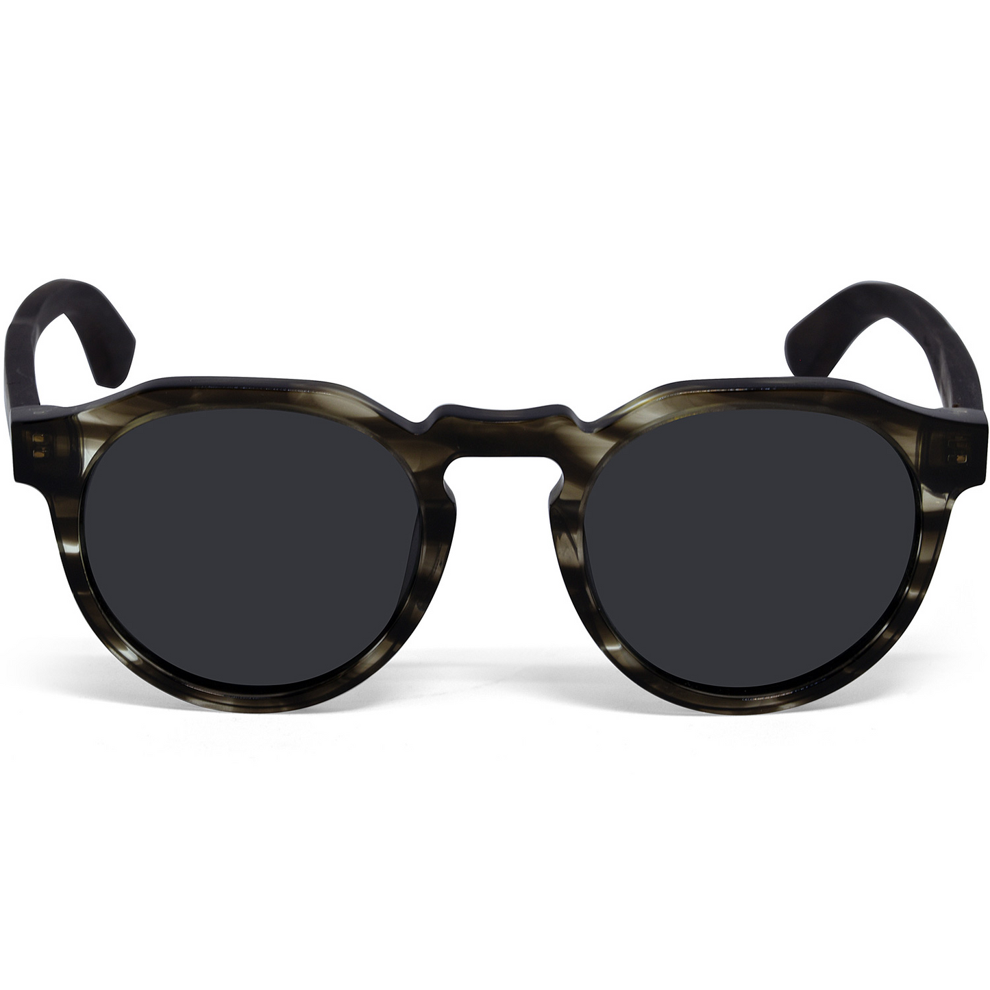 Ebony wood panto sunglasses with smog frame and black polarized lenses