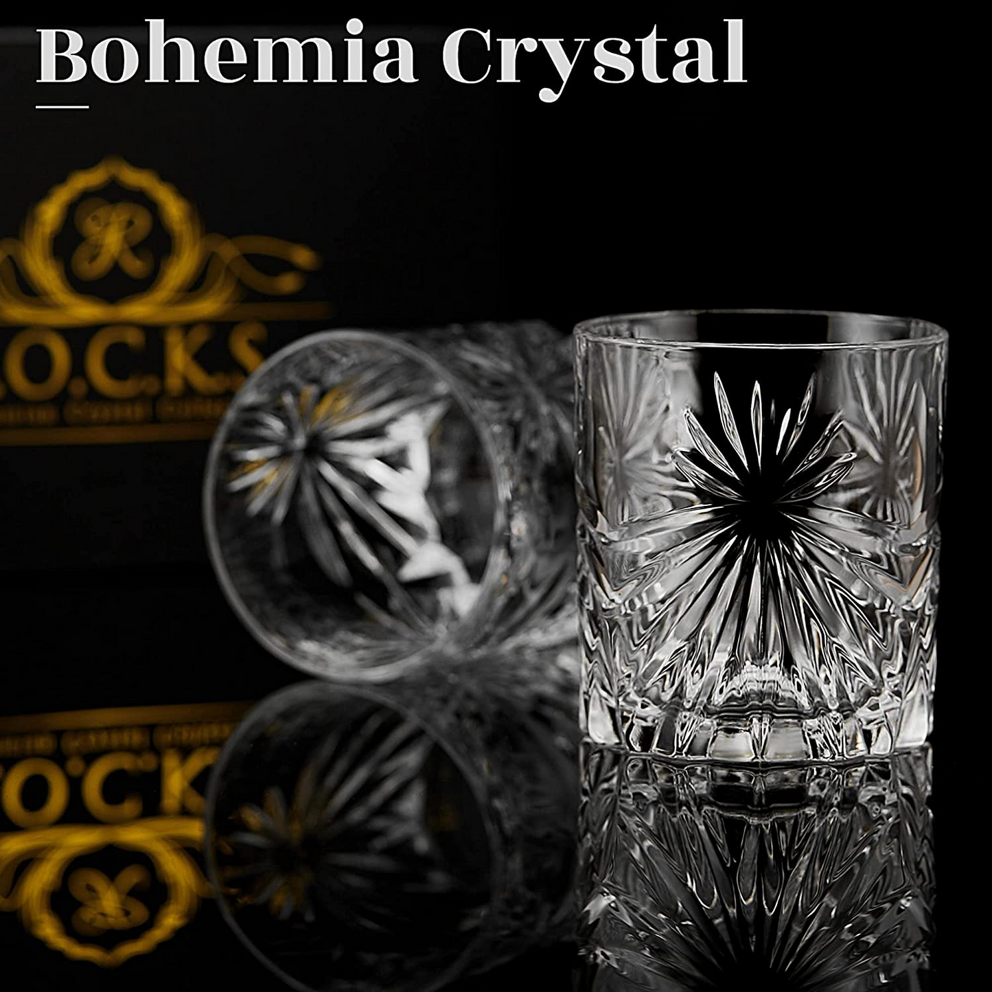 Classic Bohemia Crystal Whiskey Glasses - Set of 2 Soleil Glass Tumblers (10.7oz)