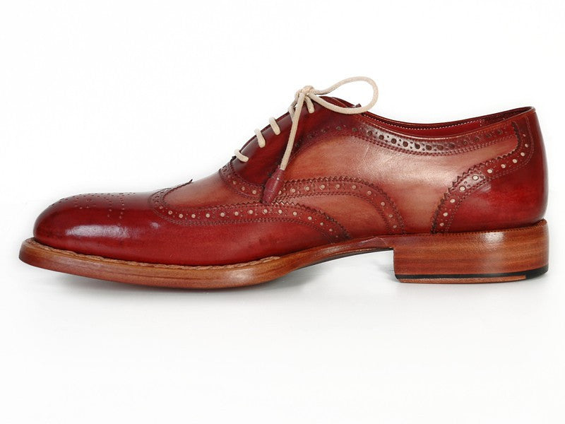 Paul Parkman Men's Wingtip Oxfords Bordeaux & Camel (ID#027B)