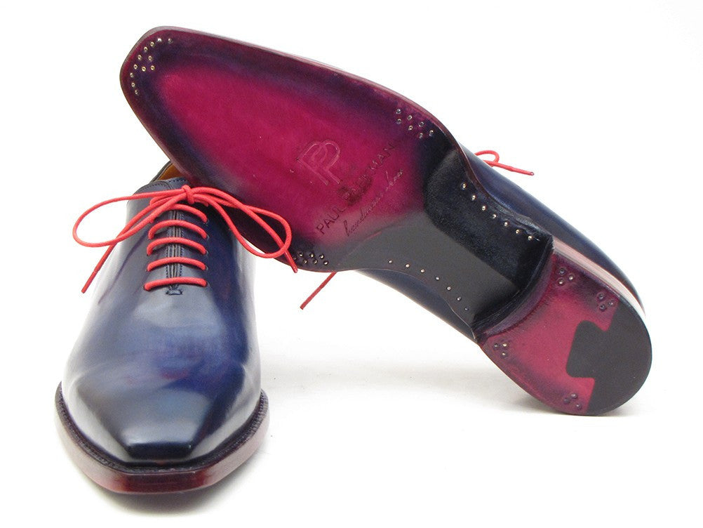Paul Parkman Goodyear Welted Wholecut Oxfords Navy Blue Hand-Painted (ID#044CR)