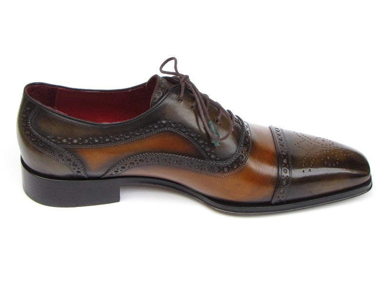 Paul Parkman Men's Captoe Oxfords Camel & Olive Shoes (ID#024-OLV)