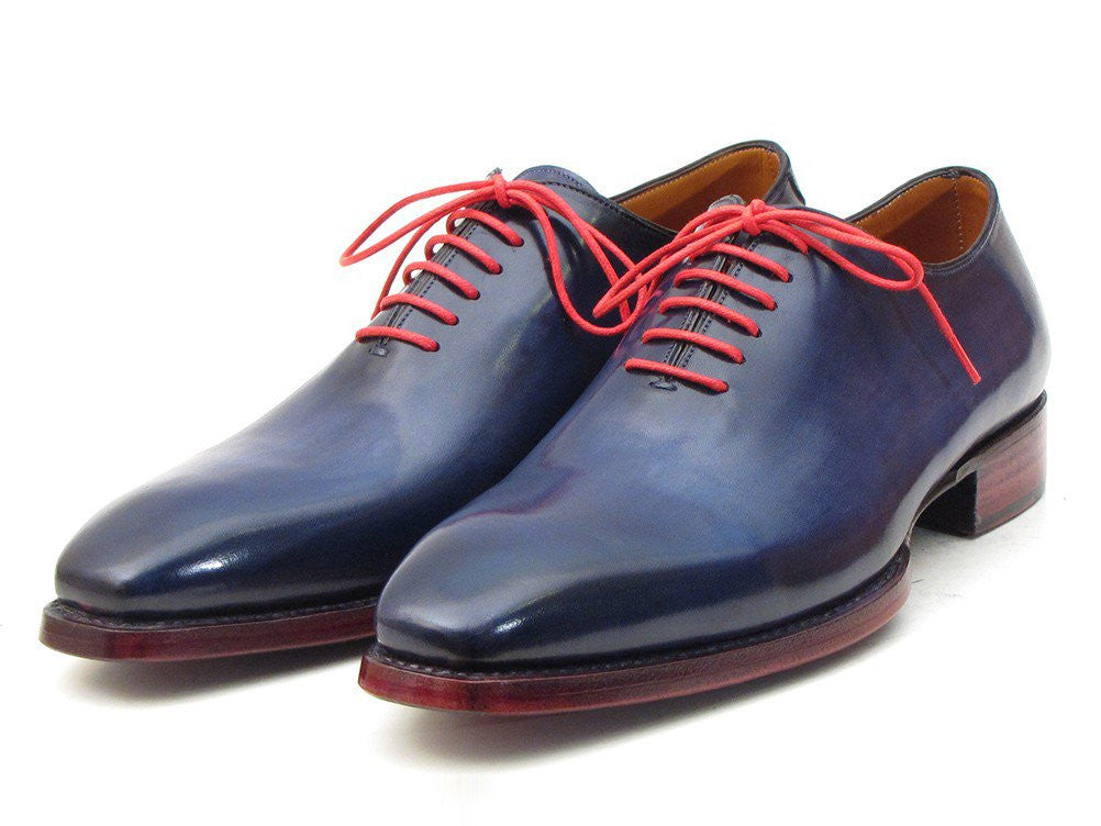 Paul Parkman Goodyear Welted Wholecut Oxfords Navy Blue Hand-Painted (ID#044CR)