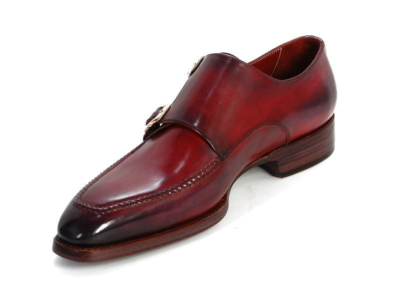 Paul Parkman Men's Double Monkstrap Shoes Black & Bordeaux (ID#PP3851)