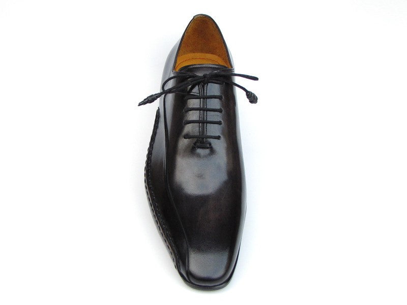 Paul Parkman Men's Black Leather Oxfords - Side Handsewn Leather Upper and Leather Sole (ID#018-BLK)