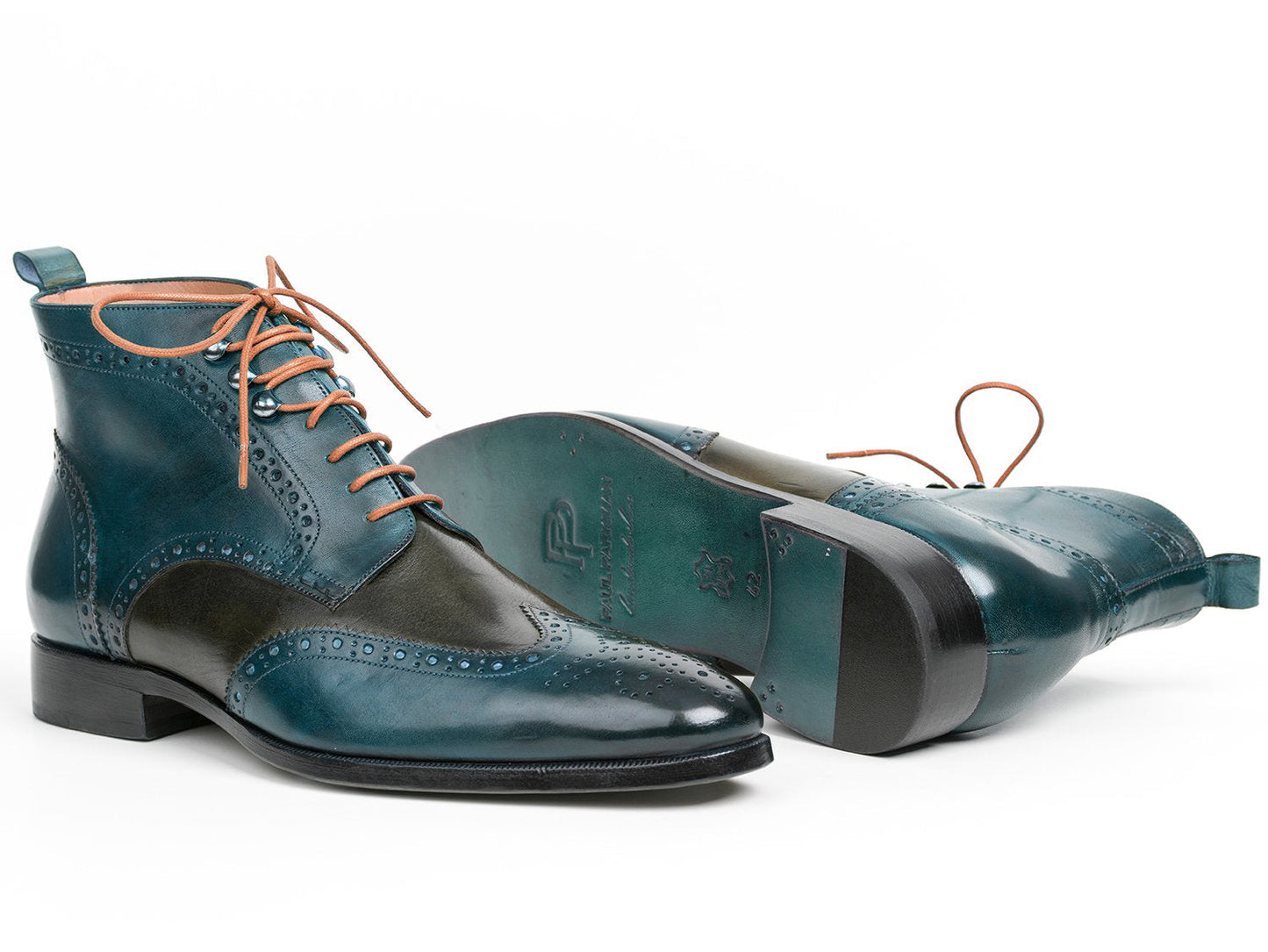 Paul Parkman Wingtip Ankle Boots Dual Tone Green & Blue (ID#PT777GRN)