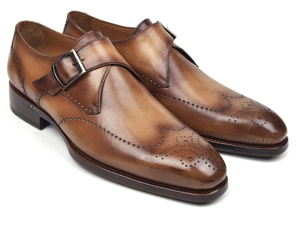 Paul Parkman Wingtip Single Monkstraps Brown & Camel (ID#98F54-BRW)