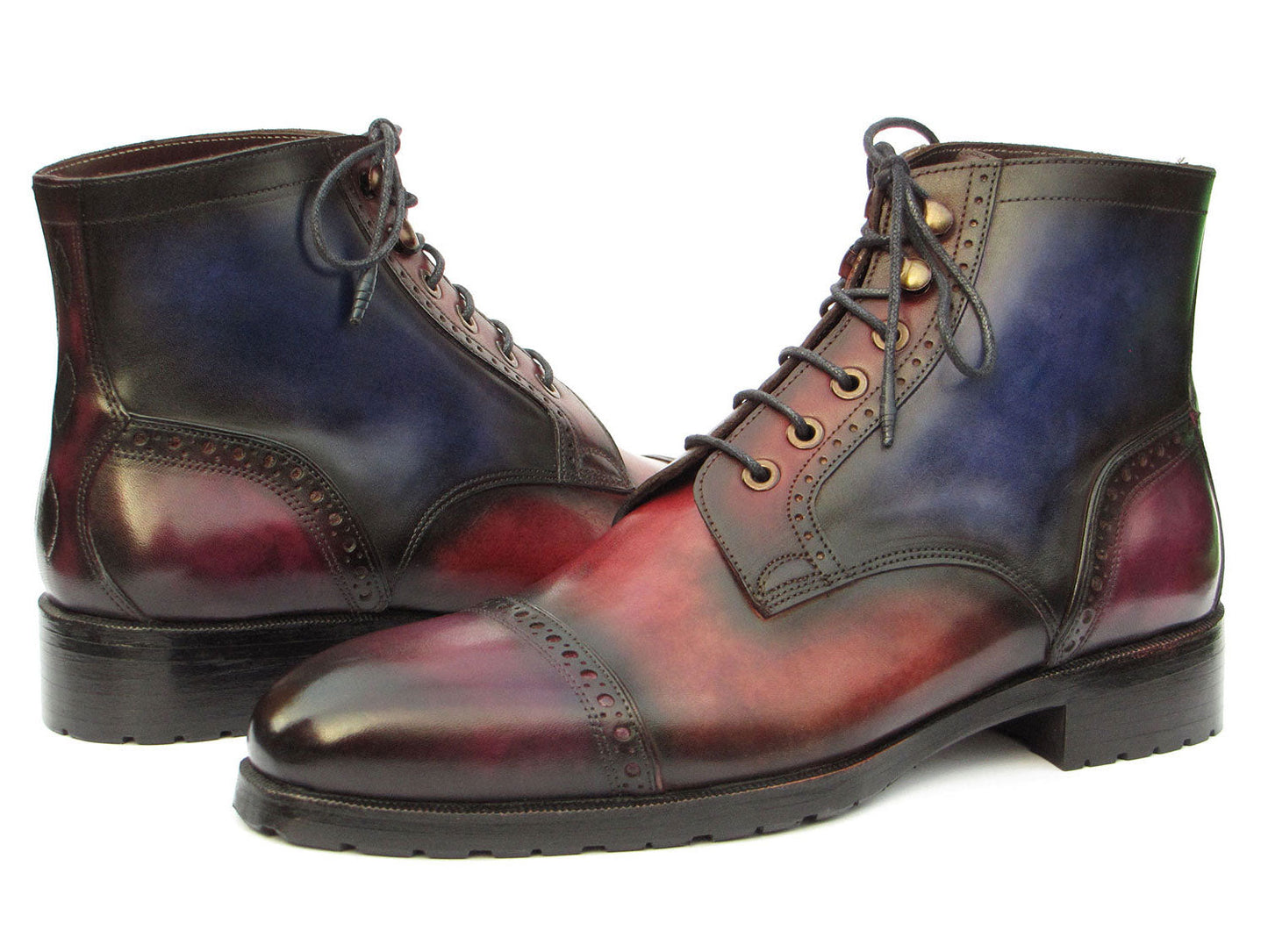 Paul Parkman Men's Multicolor Hand-Painted Cap Toe Boots (ID#BT9566-MLT)