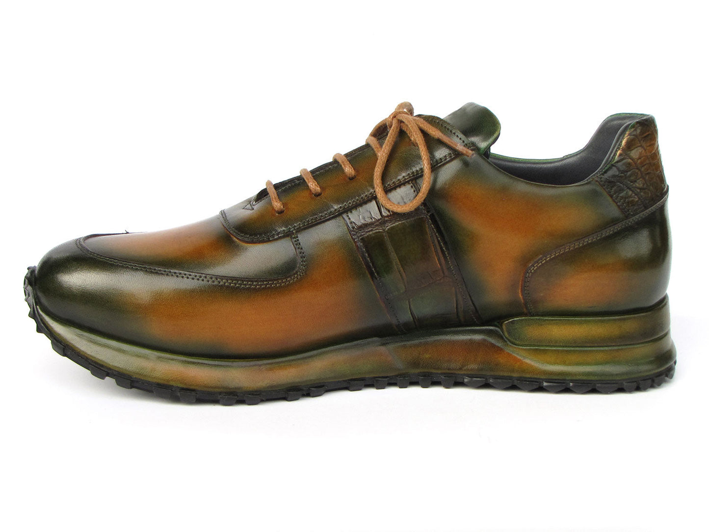 Paul Parkman Men's Olive Green Hand-Painted Sneakers (ID#LP208GRN)
