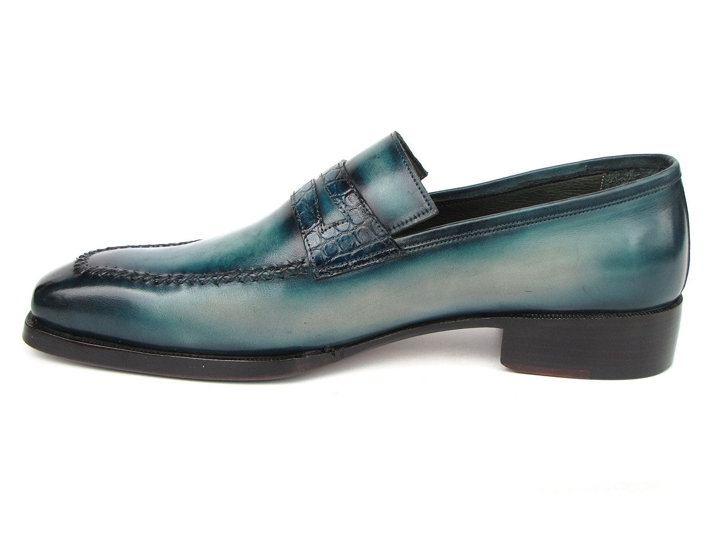 Paul Parkman Men's Turquoise Patina Handmade Loafers (ID#6944-TRQ)