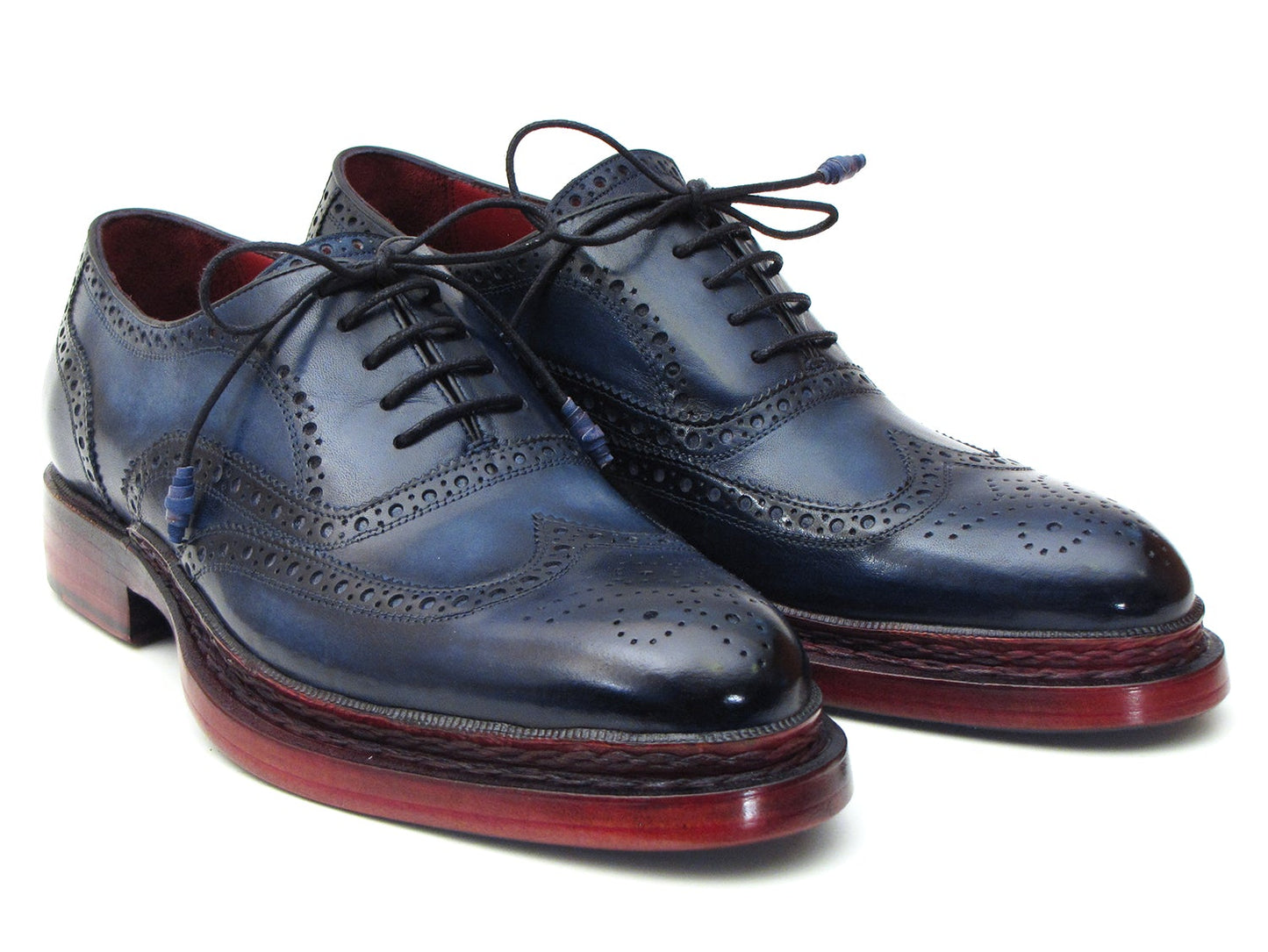 Paul Parkman Men's Triple Leather Sole Navy Wingtip Oxfords (ID#027TRPNVY)