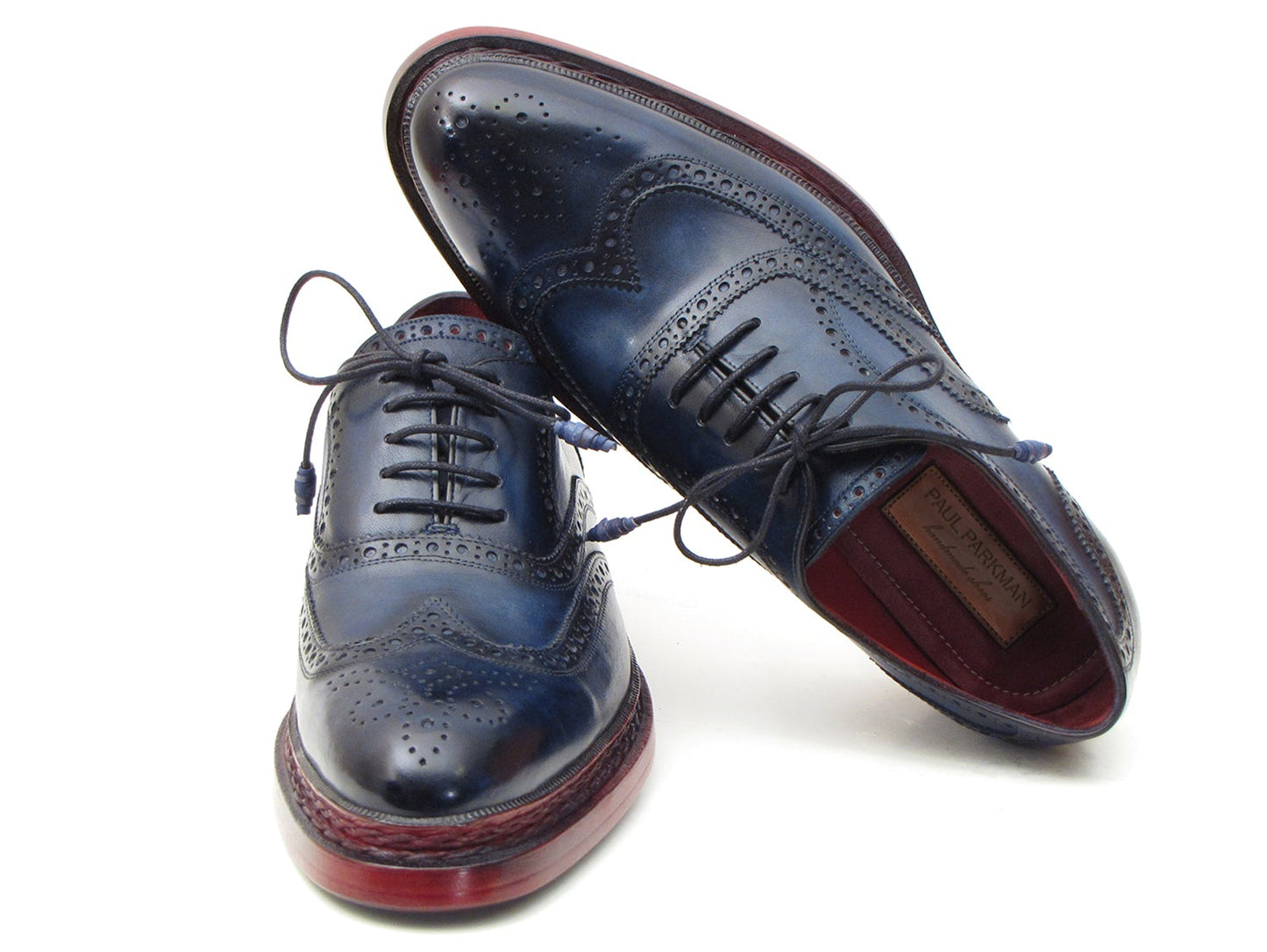 Paul Parkman Men's Triple Leather Sole Navy Wingtip Oxfords (ID#027TRPNVY)