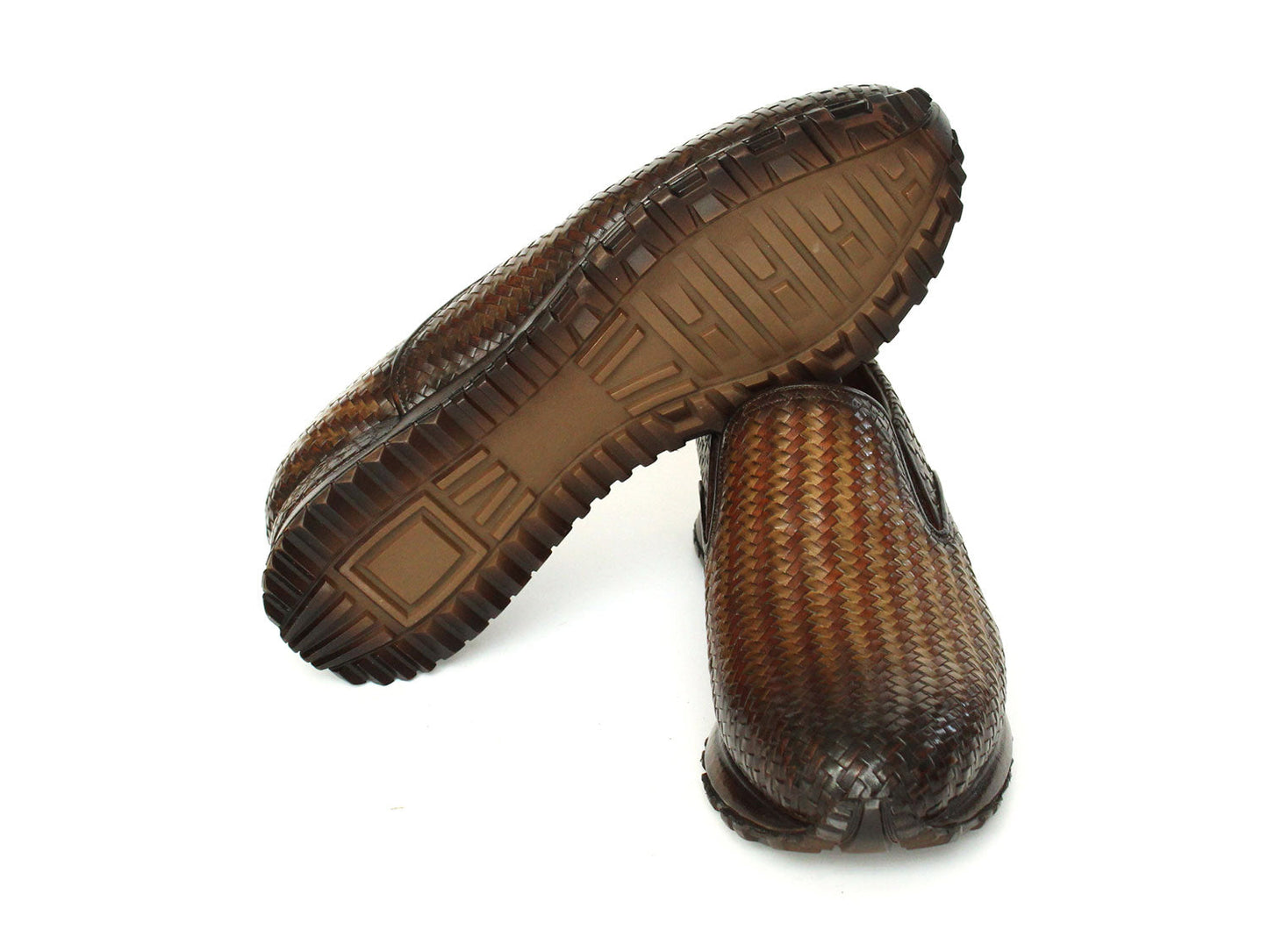 Paul Parkman Men's Brown Woven Leather Slip-On Sneakers (ID#LW204BRW)