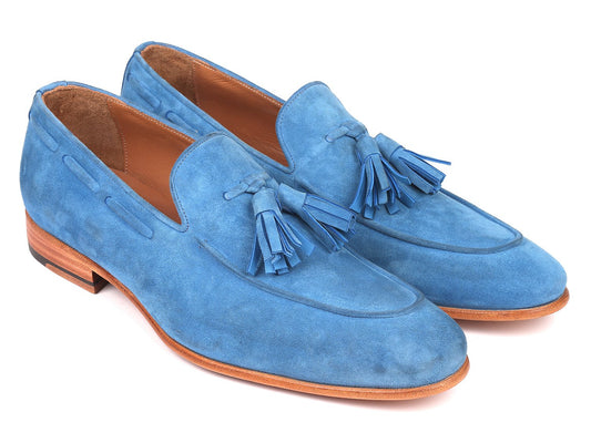 Paul Parkman Men's Tassel Loafers Blue Suede (ID#BLU32FG)