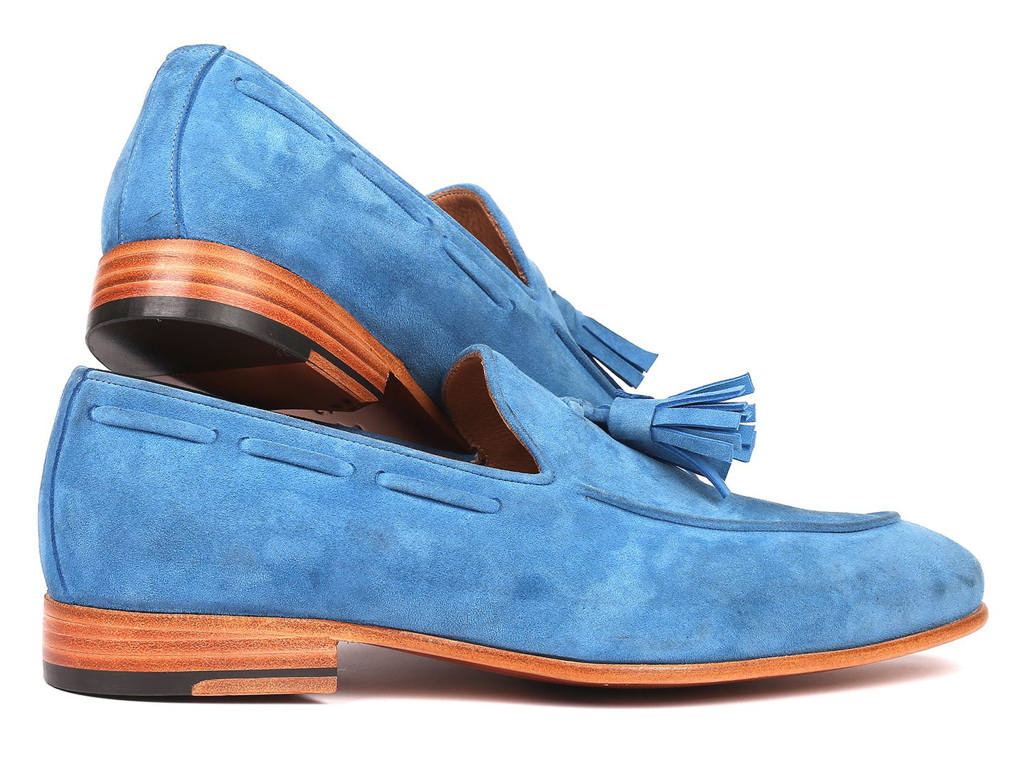 Paul Parkman Men's Tassel Loafers Blue Suede (ID#BLU32FG)